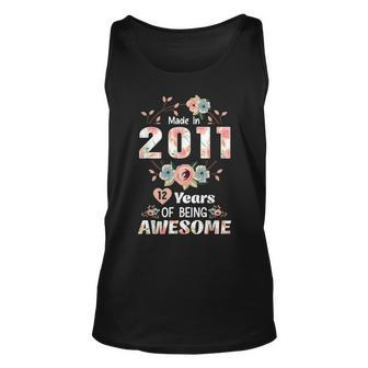 Made In 2011 Floral 12 Year Old 12Th Birthday Gifts Women Unisex Tank Top - Thegiftio UK