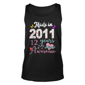Made In 2011 Floral 12 Year Old 12Th Birthday Gifts Women Unisex Tank Top - Thegiftio UK