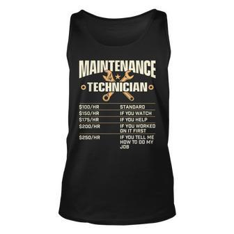 Maintenance Technician Hourly Rate - Handyman Repair Worker Unisex Tank Top - Seseable
