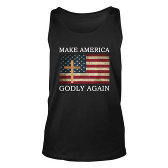 Make America Godly Again American Flag Shirt Men Women Tank Top Graphic Print Unisex - Thegiftio UK