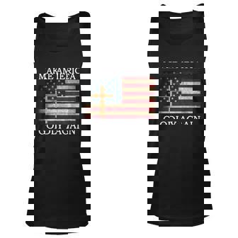 Make America Godly Again American Flag Shirt Men Women Tank Top Graphic Print Unisex - Thegiftio UK