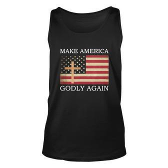Make America Godly Again American Flag V2 Men Women Tank Top Graphic Print Unisex - Thegiftio UK