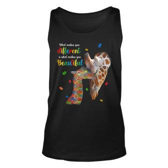 What Makes You Different Giraffe Mom Autism Child Awareness Tank Top | Mazezy