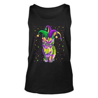 Mardi Gras Cat Wearing Mask And Beads For Cat Lovers Unisex Tank Top - Seseable
