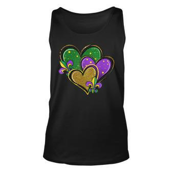 Mardi Gras Heart Glitter Print Fleur-De-Lis Symbol Funny Unisex Tank Top | Mazezy