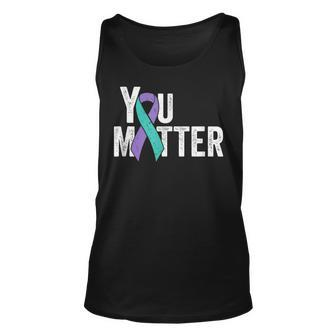 You Matter Suicide Prevention Teal Purple Awareness Ribbon Tank Top | Mazezy