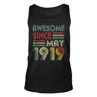 May 1919 T Shirt 100 Years Old 100Th Birthday Decorations Unisex Tank Top | Mazezy