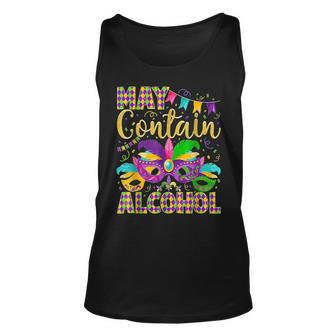 May Contain Alcohol Funny Mardi Gras 2023 Party Costume Unisex Tank Top - Seseable
