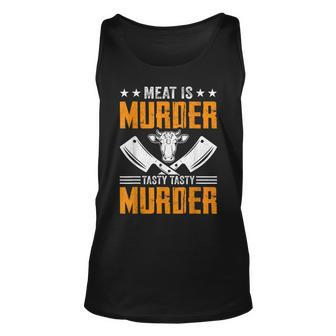 Meat Is Murder Tasty Tasty Murder Meat Cutter Butcher Bbq Tank Top | Mazezy