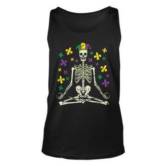 Meditating Yoga Skeleton Jester Cute Mardi Gras Zen Buddhism Unisex Tank Top - Seseable