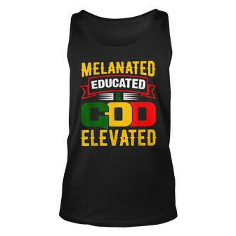 Melanated Educated And God Elevated Black History Month Unisex Tank Top - Seseable