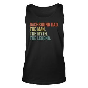 Men Vintage Dog Dad Man Myth Legend Dachshund Dad Day Unisex Tank Top - Seseable