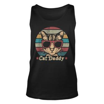 Mens 80S Cat Daddy Vintage Sun Funny Cat In Retro Sunglasses Dad Unisex Tank Top - Seseable