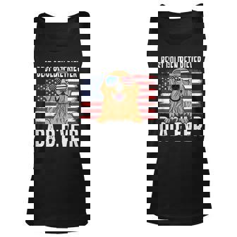 Mens American Flag Golden Retriever Dad Dog Lover Fathers Day Unisex Tank Top - Thegiftio UK
