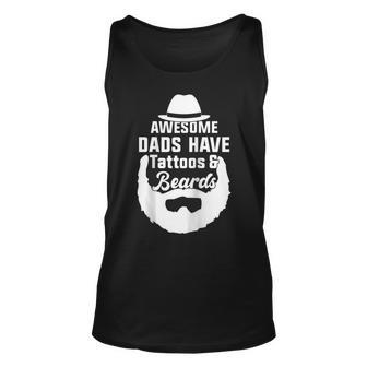 Mens Awesome Dads Have Tattoos And Beards Father Day Unisex Tank Top - Thegiftio UK