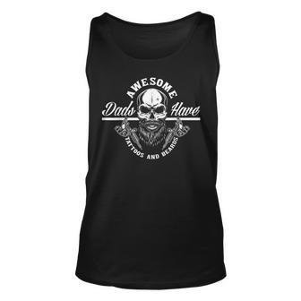 Mens Awesome Dads Have Tattoos And Beards Funny Father Dad Unisex Tank Top - Thegiftio UK