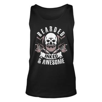 Mens Bearded Inked Awesome Funny Beard Retro Vintage Unisex Tank Top - Seseable