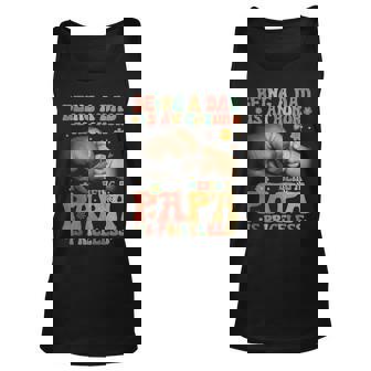 Mens Being Dad Is An Honor Papa Priceless Retro Groovy Father Day Unisex Tank Top - Thegiftio UK
