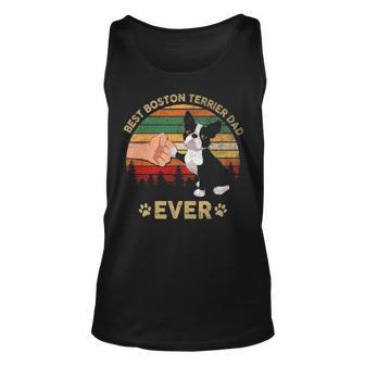 Mens Best Boston Terrier Dad Ever Retro Vintage Dad Fathers Day Unisex Tank Top - Seseable