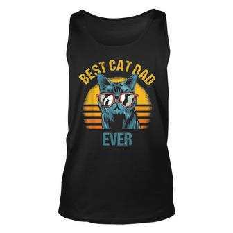 Mens Best Cat Dad Ever Retro Daddy Fathers Day Funny Kitten Men Unisex Tank Top - Seseable
