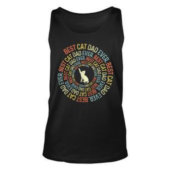 Mens Best Cat Dad Ever Spiral Vintage Funny Cat Dad Fathers Day Unisex Tank Top - Thegiftio UK