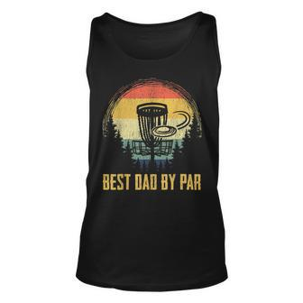 Mens Best Dad By Par Funny Disc Golf Vintage Frisbee Fathers Day Unisex Tank Top - Seseable