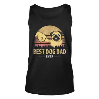 Mens Best Dog Dad Ever Pug Retro Design Proud Vintage Puppy Lover Unisex Tank Top - Seseable