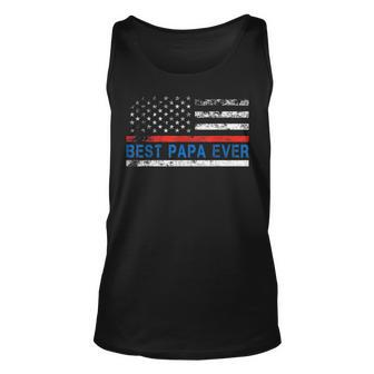 Mens Best Papa Ever American Flag Fathers Day Gift Unisex Tank Top - Seseable