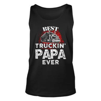 Mens Best Truckin Papa Ever Trucker Grandpa Unisex Tank Top - Seseable