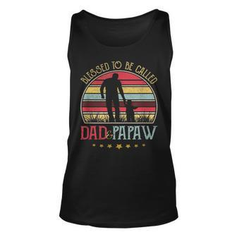 Mens Blessed To Be Called Dad And Papaw Vintage Fathers Day Gift Unisex Tank Top - Thegiftio UK