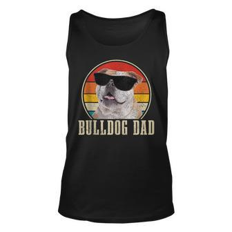 Mens Bulldog Dad Funny Vintage Sunglasses Dog English Bulldog Unisex Tank Top - Seseable