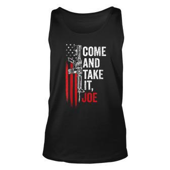 Mens Come And Take It Joe Gun Rights Ar-15 American Flag On Back Unisex Tank Top - Seseable