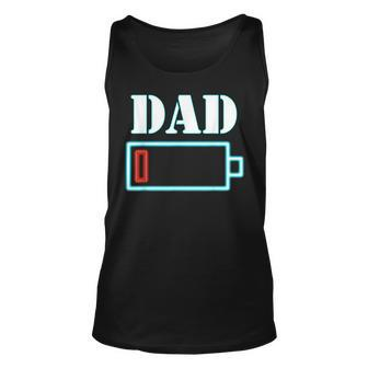 Mens Dad Battery Low Funny Tired Parenting Fathers Day Unisex Tank Top - Thegiftio UK