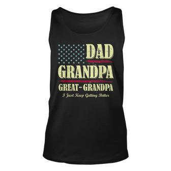 Mens Dad Grandpa Great Grandpa I Just Keep Getting Better Vintage Unisex Tank Top - Seseable