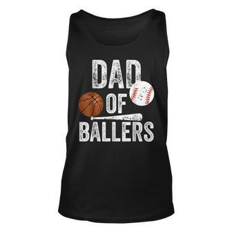 Mens Dad Of Ballers Basketball Baseball Dad Fathers Day Unisex Tank Top - Thegiftio UK