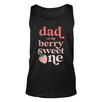 Mens Dad Of The Berry Sweet One Strawberry First Birthday 1St Unisex Tank Top - Seseable