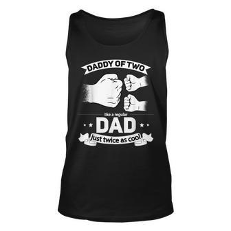 Mens Dad Squared Fathers Day Dad Of Two Cool Daddy Of 2 Unisex Tank Top - Thegiftio UK
