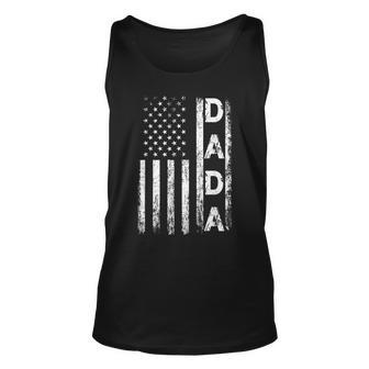 Mens Dada Vintage American Flag Fathers Day 4Th Of July Dad Papa Unisex Tank Top - Seseable