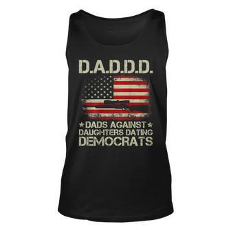 Mens Daddd Gun Dads Against Daughters Dating Democrats On Back Unisex Tank Top - Seseable
