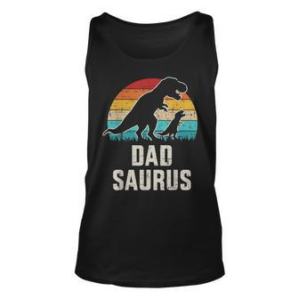 Mens Dadsaurus Dad Dinosaur Vintage For Fathers Day Unisex Tank Top - Seseable