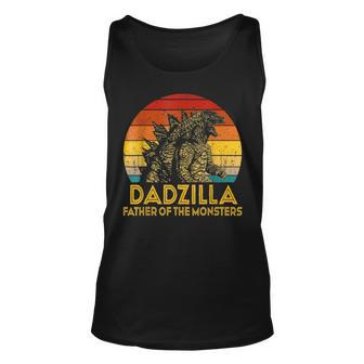 Mens Dadzilla Father Of The Monsters Vintage Fathers Day For Dad Unisex Tank Top - Seseable