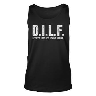 Mens Dilf Men Funny Fathers Day Gift For Dad Unisex Tank Top | Mazezy