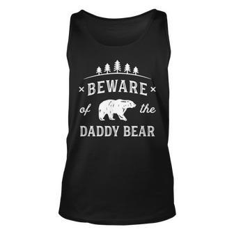 Mens Fathers Day Beware Daddy Bear Trees T Gift Dads Unisex Tank Top - Seseable