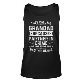 Mens Fathers Day They Call Me Grandad Because Partner In Crime Unisex Tank Top - Seseable