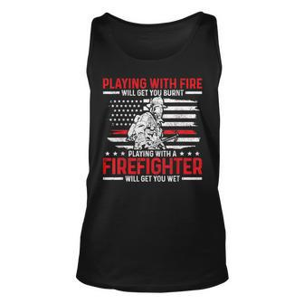 Mens Firefighter Funny Quote Fireman Patriotic Fire Fighter Gift Unisex Tank Top - Seseable