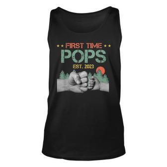 Mens First Time Pops Soon To Be Pops Est 2023 Fathers Day Unisex Tank Top - Thegiftio UK