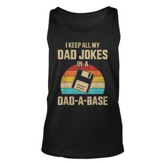 Mens Funny Dad Jokes In Dad-A-Base Vintage For Fathers Day Unisex Tank Top - Seseable
