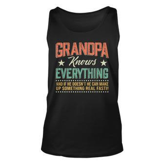 Mens Funny Grandpa Knows Everything For Fathers Day Unisex Tank Top - Thegiftio UK