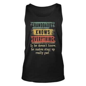 Mens Granddaddy Knows Everything Grandpa Fathers Day Gift Unisex Tank Top - Seseable