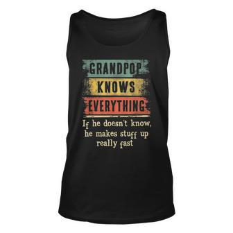 Mens Grandpop Knows Everything Grandpa Fathers Day Gift Unisex Tank Top - Seseable